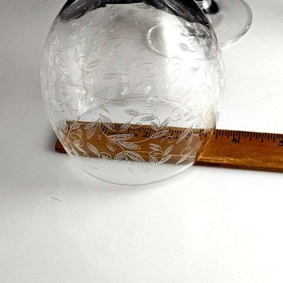 Pier 1 Eliza Water Goblet 8" set of 3 etched leaf red wine glasses cottagecore - Picture 8 of 8